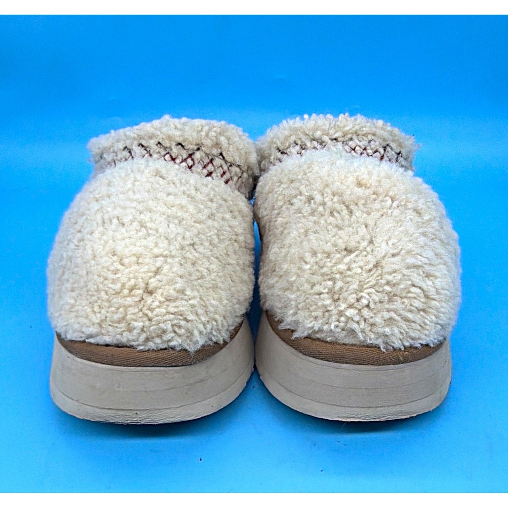 UGG Tazz Slipper Heritage Braid Natural Curly Sherpa Platform Mules 1143976 Sz 9